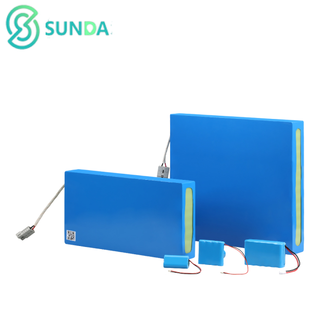 Assembled lithium-ion battery pack, shrink-wrapped with output harness